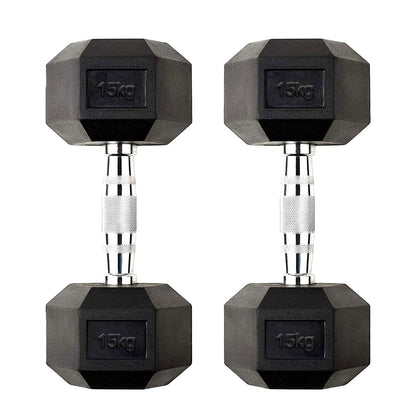 Hex Dumbbells Pairs & Sets (2.5kg–60kg) – Rubber-Coated, Anti-Roll, Steel Knurled Grip – Strength Training Weights for Home Gym or Studio