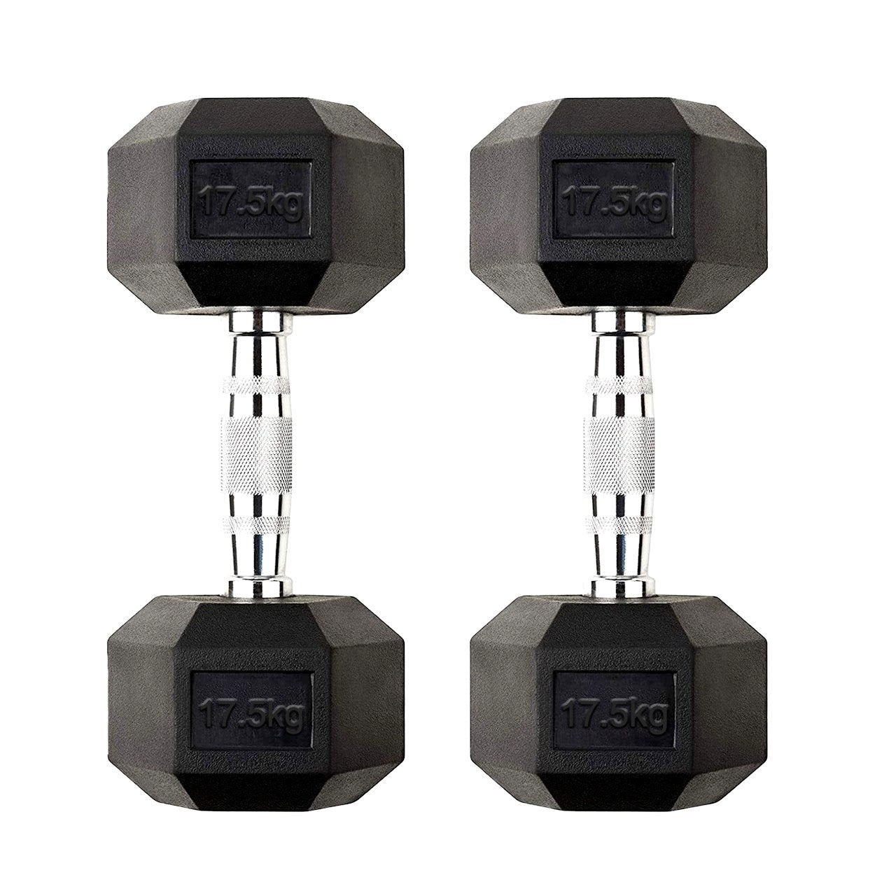 Hex Dumbbells Pairs & Sets (2.5kg–60kg) – Rubber-Coated, Anti-Roll, Steel Knurled Grip – Strength Training Weights for Home Gym or Studio