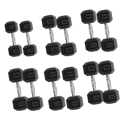 Hex Dumbbell Set 2.5kg–30kg with Optional Vertical Rack – Rubber-Coated Anti-Roll Weights for Strength Training – Compact Storage for Home Gyms