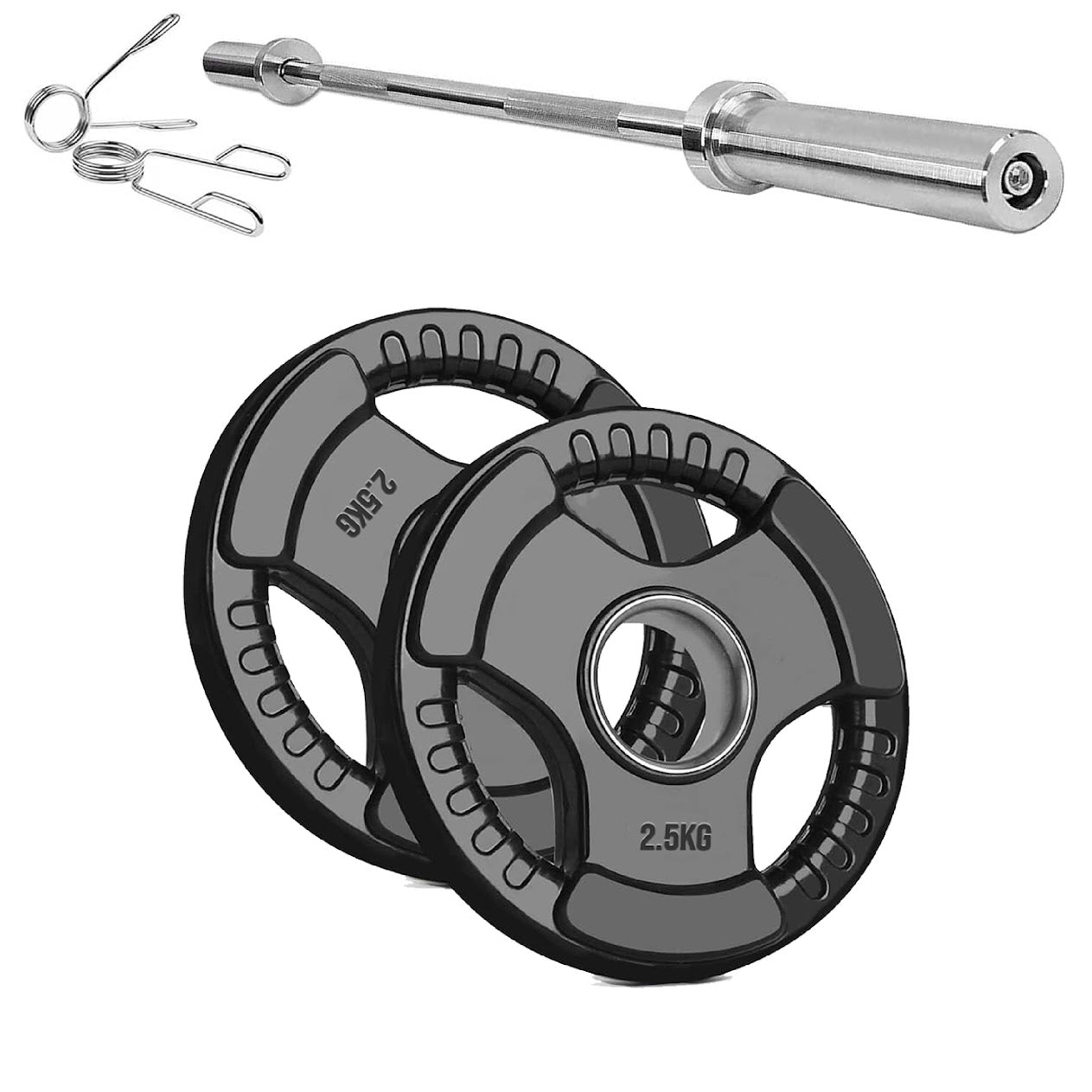 Olympic Tri-Grip Weight Plate – Rubber-Coated Cast Iron, 2-Hole Design for Barbell & Dumbbell Training