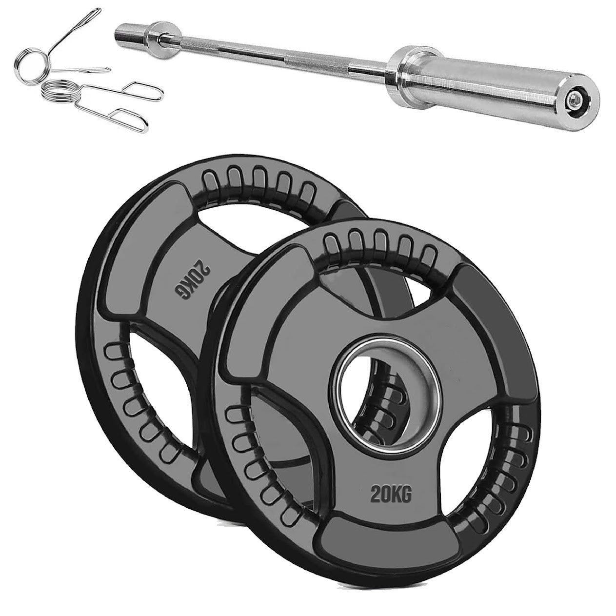 Olympic Tri-Grip Weight Plate – Rubber-Coated Cast Iron, 2-Hole Design for Barbell & Dumbbell Training