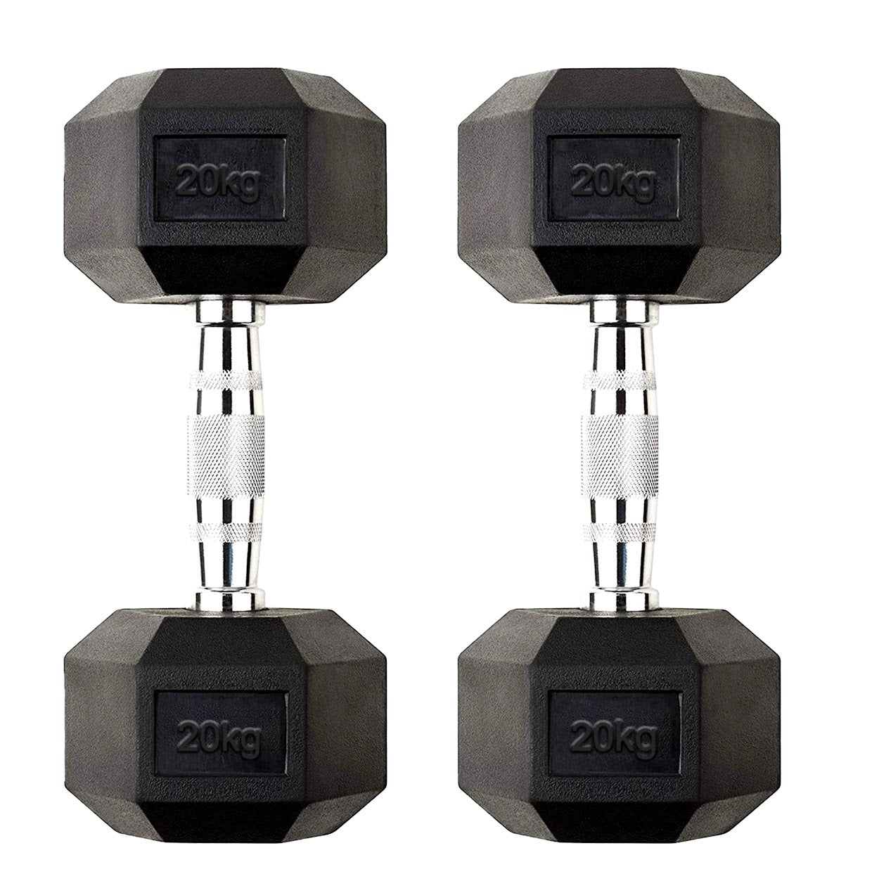 Hex Dumbbells Pairs & Sets (2.5kg–60kg) – Rubber-Coated, Anti-Roll, Steel Knurled Grip – Strength Training Weights for Home Gym or Studio