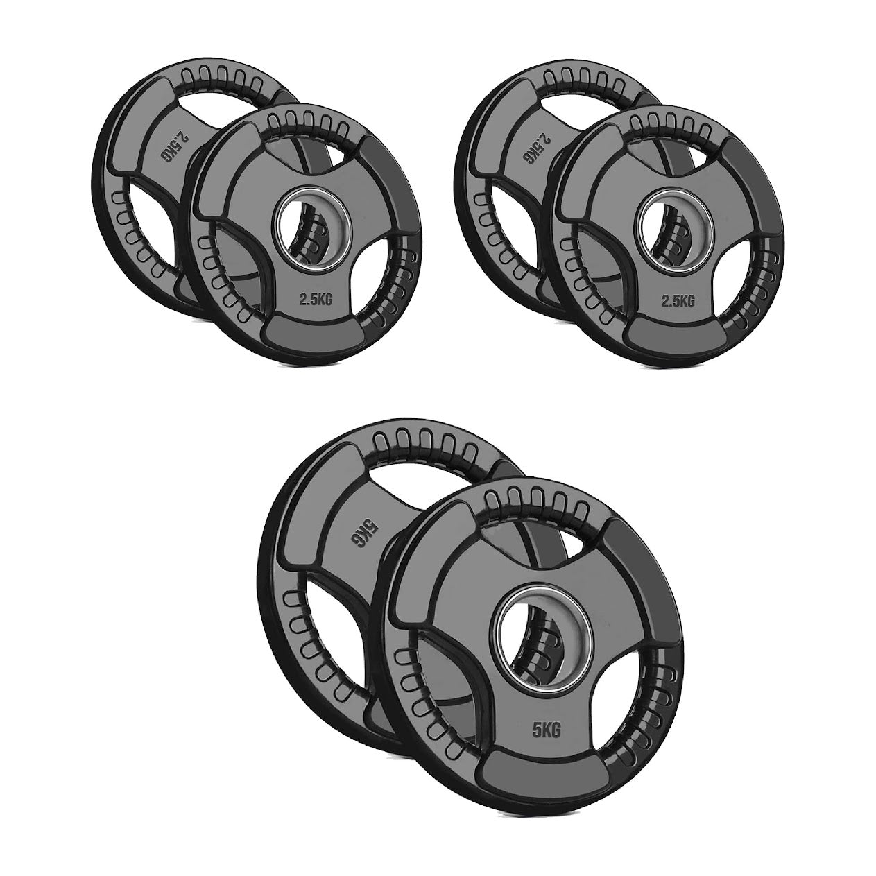 Olympic Tri-Grip Weight Plate – Rubber-Coated Cast Iron, 2-Hole Design for Barbell & Dumbbell Training