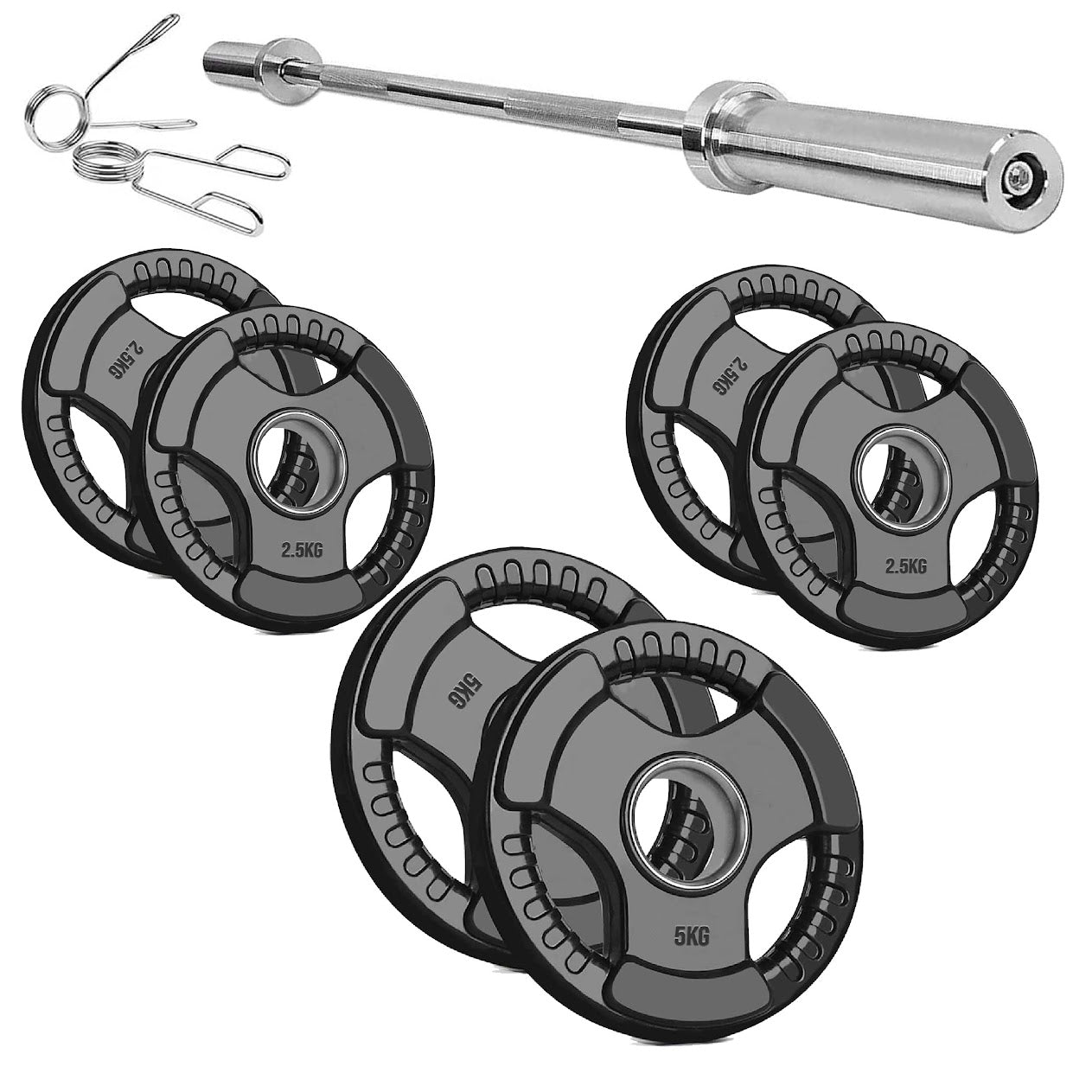 Olympic Tri-Grip Weight Plate – Rubber-Coated Cast Iron, 2-Hole Design for Barbell & Dumbbell Training