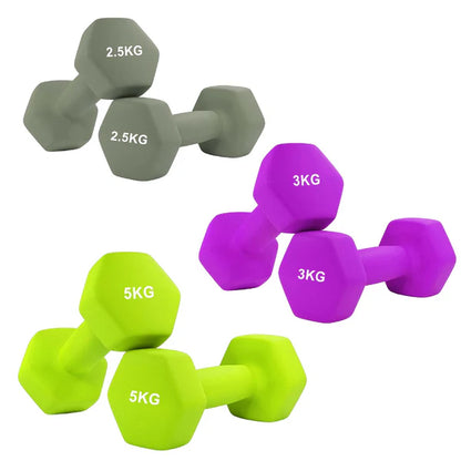 Anti-Roll Non-Slip Neoprene Dumbbell Weights | Hex Neoprene Dumbbells Set | Available in Singles, Pairs & Sets | Comfortable Grip for Home & Gym Workouts