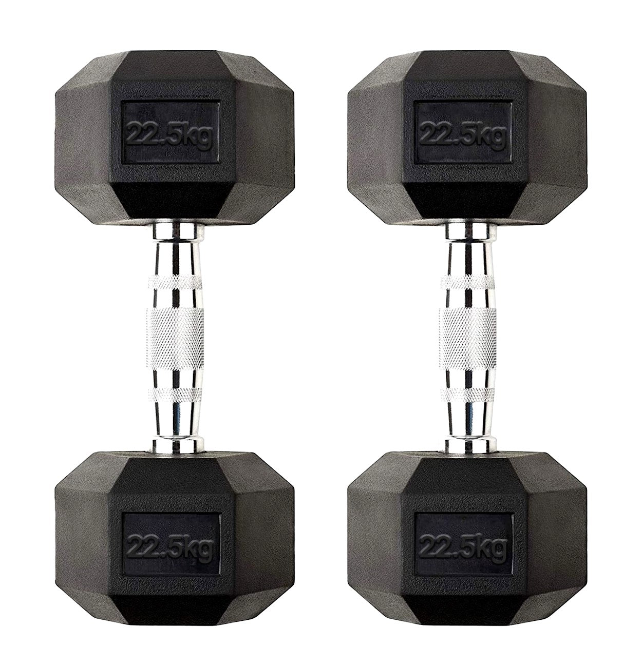 Hex Dumbbells Pairs & Sets (2.5kg–60kg) – Rubber-Coated, Anti-Roll, Steel Knurled Grip – Strength Training Weights for Home Gym or Studio