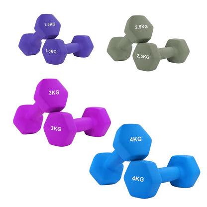 Anti-Roll Non-Slip Neoprene Dumbbell Weights | Hex Neoprene Dumbbells Set | Available in Singles, Pairs & Sets | Comfortable Grip for Home & Gym Workouts