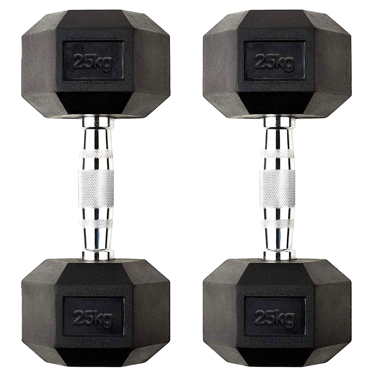 Hex Dumbbells Pairs & Sets (2.5kg–60kg) – Rubber-Coated, Anti-Roll, Steel Knurled Grip – Strength Training Weights for Home Gym or Studio