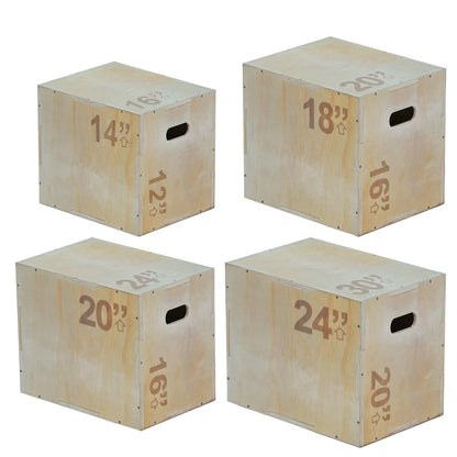 3-in-1 Wooden Plyometric Jump Box – Premium Wood Plyo Box for Strength, Agility & Jump Training | Multipurpose Exercise Step for Home & Gym Workouts