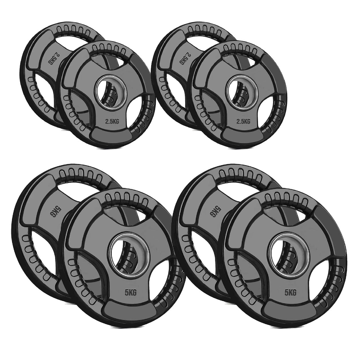 Olympic Tri-Grip Weight Plate – Rubber-Coated Cast Iron, 2-Hole Design for Barbell & Dumbbell Training