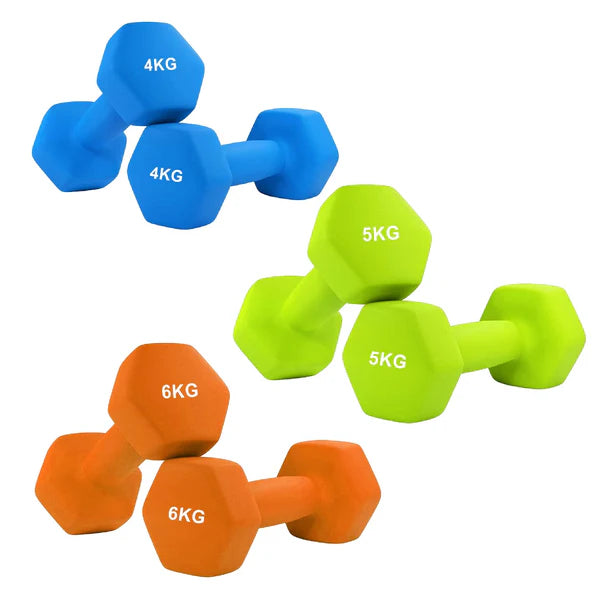 Anti-Roll Non-Slip Neoprene Dumbbell Weights | Hex Neoprene Dumbbells Set | Available in Singles, Pairs & Sets | Comfortable Grip for Home & Gym Workouts