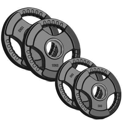 Olympic Tri-Grip Weight Plate – Rubber-Coated Cast Iron, 2-Hole Design for Barbell & Dumbbell Training