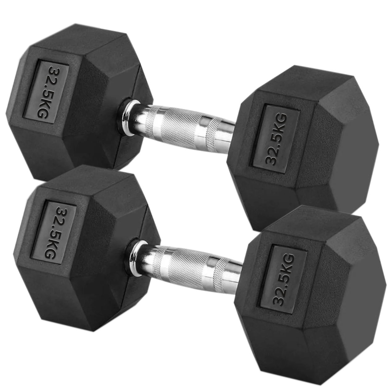 Hex Dumbbells Pairs & Sets (2.5kg–60kg) – Rubber-Coated, Anti-Roll, Steel Knurled Grip – Strength Training Weights for Home Gym or Studio