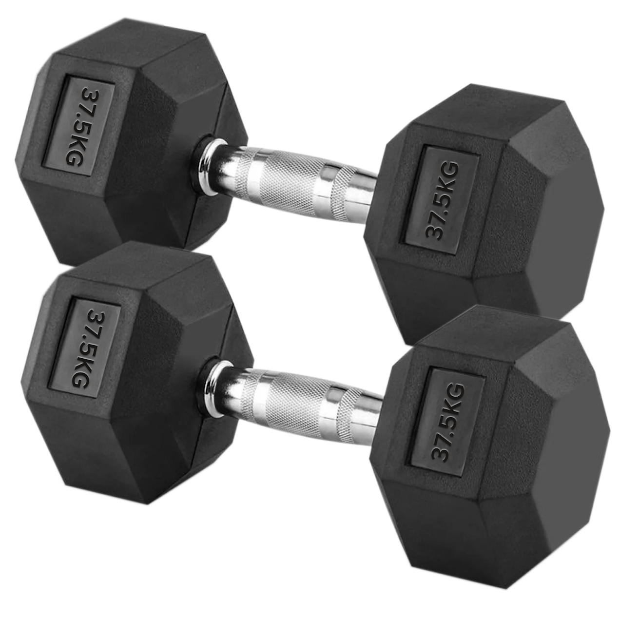 Hex Dumbbells Pairs & Sets (2.5kg–60kg) – Rubber-Coated, Anti-Roll, Steel Knurled Grip – Strength Training Weights for Home Gym or Studio