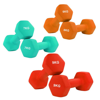 Anti-Roll Non-Slip Neoprene Dumbbell Weights | Hex Neoprene Dumbbells Set | Available in Singles, Pairs & Sets | Comfortable Grip for Home & Gym Workouts