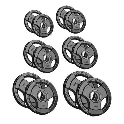 Olympic Tri-Grip Weight Plate – Rubber-Coated Cast Iron, 2-Hole Design for Barbell & Dumbbell Training