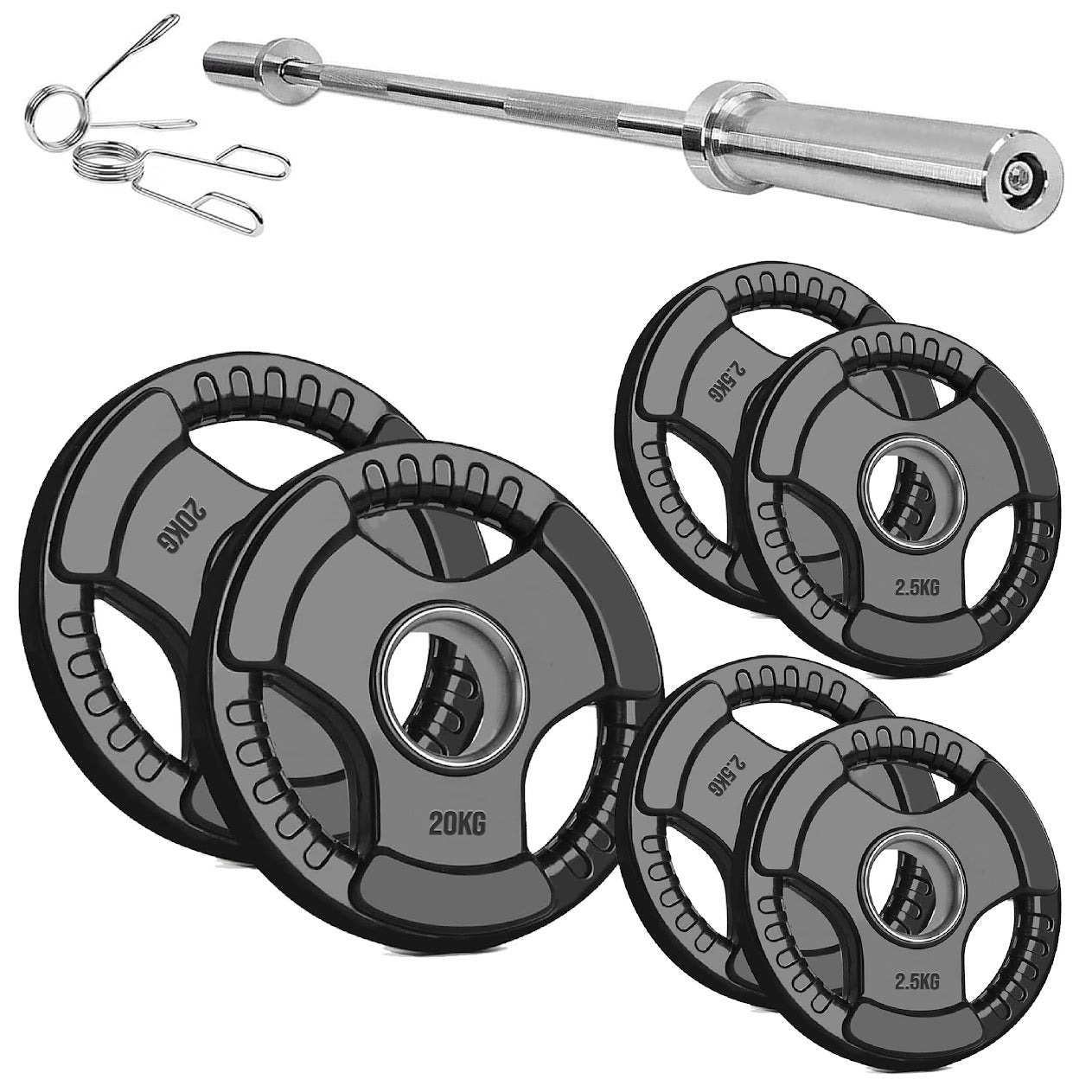 Olympic Tri-Grip Weight Plate – Rubber-Coated Cast Iron, 2-Hole Design for Barbell & Dumbbell Training