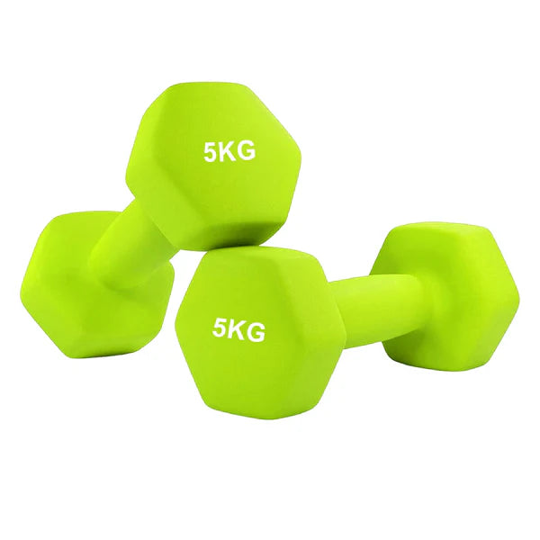 Anti-Roll Non-Slip Neoprene Dumbbell Weights | Hex Neoprene Dumbbells Set | Available in Singles, Pairs & Sets | Comfortable Grip for Home & Gym Workouts