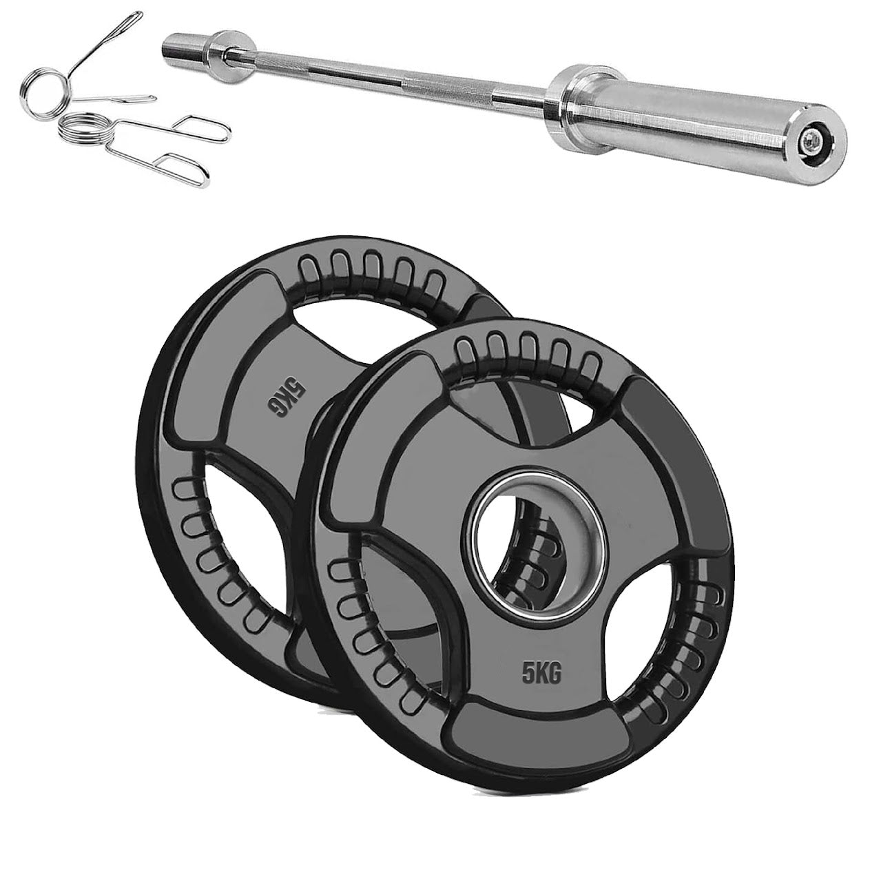 Olympic Tri-Grip Weight Plate – Rubber-Coated Cast Iron, 2-Hole Design for Barbell & Dumbbell Training