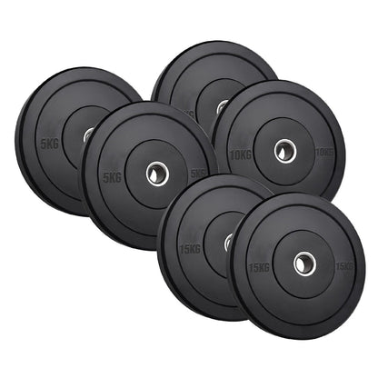 Olympic Heavy‑Duty Rubber Bumper Plates – Durable Black Rubber Finish – Olympic Plate Set for Strength Training & Weightlifting – Ideal Home Gym Setup
