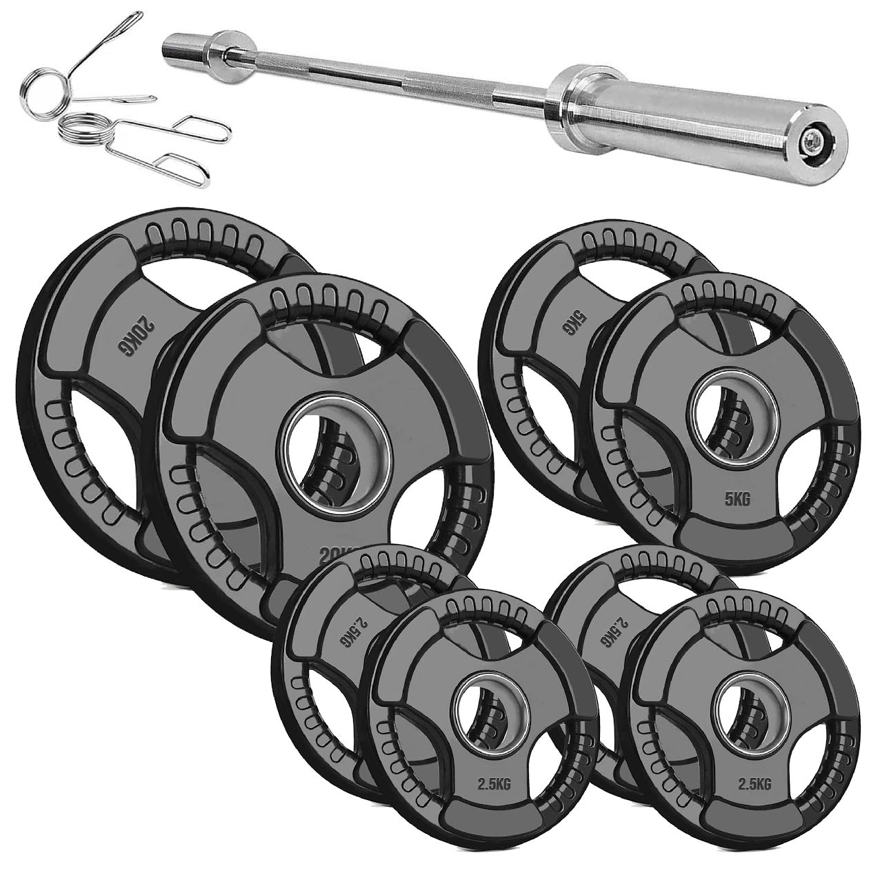 Olympic Tri-Grip Weight Plate – Rubber-Coated Cast Iron, 2-Hole Design for Barbell & Dumbbell Training