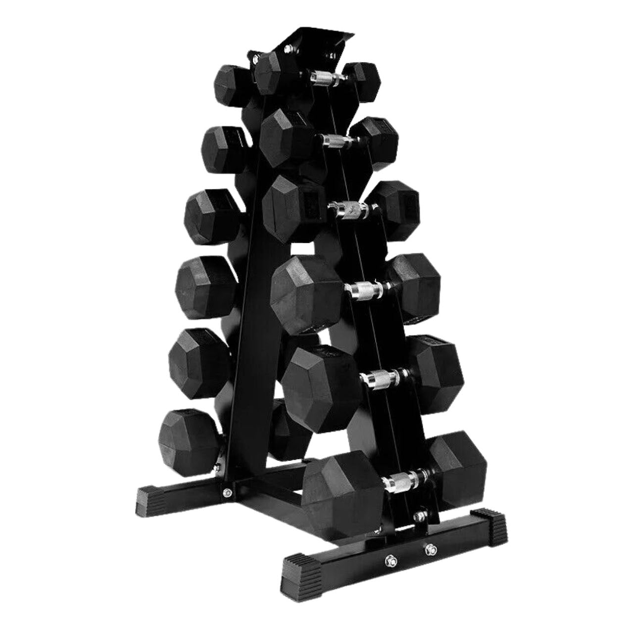 Hex Dumbbell Set 2.5–15kg with Optional Vertical Rack – Rubber-Coated Anti-Roll Weights for Strength Training – Compact Storage for Home Gyms