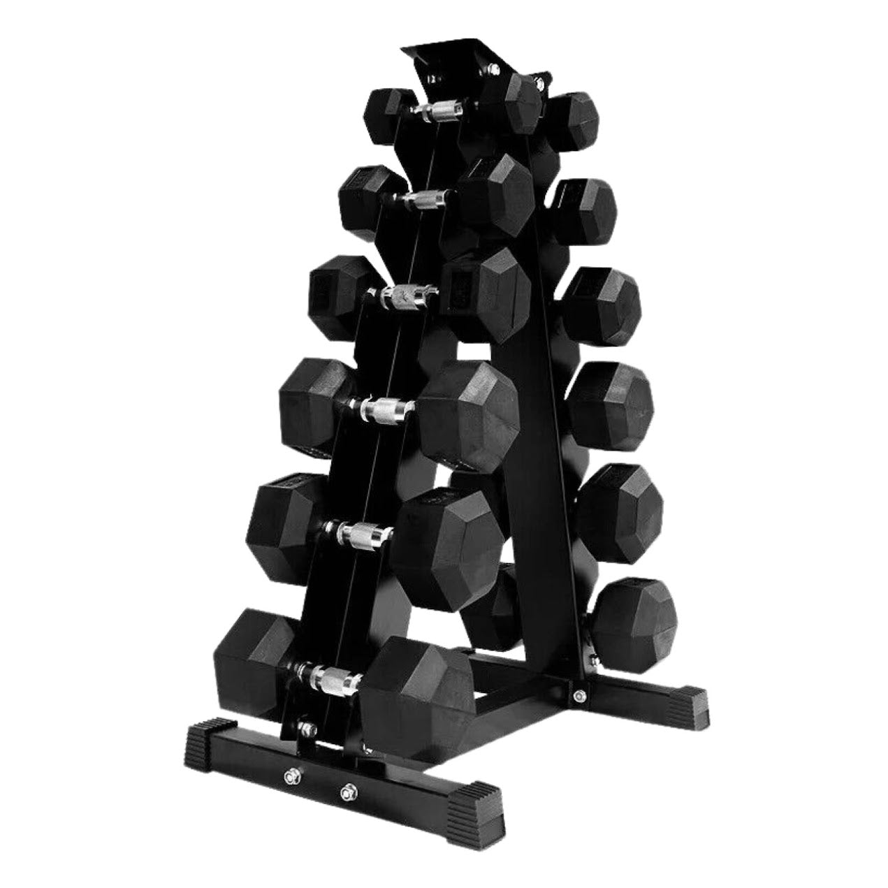 Hex Dumbbell Set 2.5–15kg with Optional Vertical Rack – Rubber-Coated Anti-Roll Weights for Strength Training – Compact Storage for Home Gyms