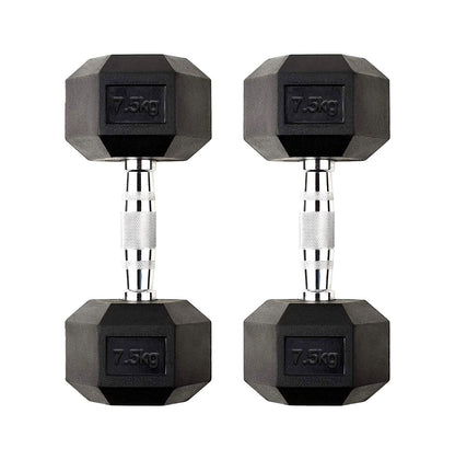 Hex Dumbbells Pairs & Sets (2.5kg–60kg) – Rubber-Coated, Anti-Roll, Steel Knurled Grip – Strength Training Weights for Home Gym or Studio