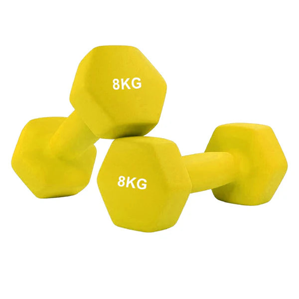 Anti-Roll Non-Slip Neoprene Dumbbell Weights | Hex Neoprene Dumbbells Set | Available in Singles, Pairs & Sets | Comfortable Grip for Home & Gym Workouts