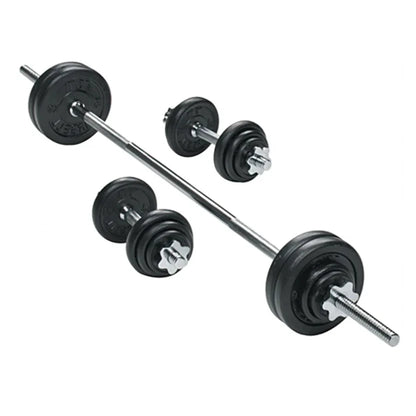 Barbell with weight plates on a white background