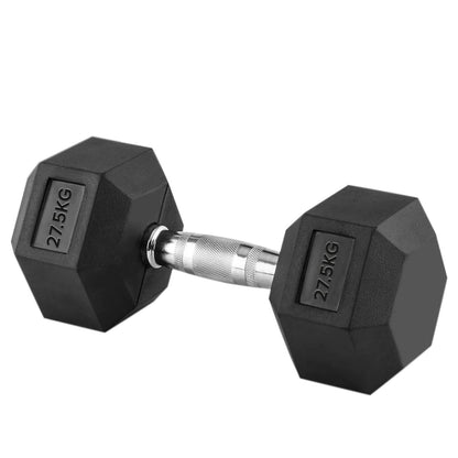 Hex Dumbbells Pairs & Sets (2.5kg–60kg) – Rubber-Coated, Anti-Roll, Steel Knurled Grip – Strength Training Weights for Home Gym or Studio