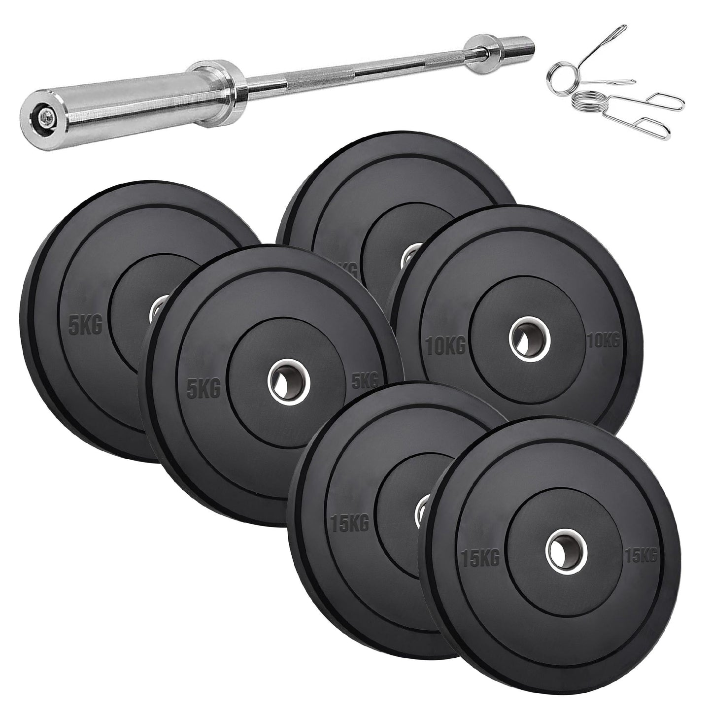 Olympic Heavy‑Duty Rubber Bumper Plates – Durable Black Rubber Finish – Olympic Plate Set for Strength Training & Weightlifting – Ideal Home Gym Setup