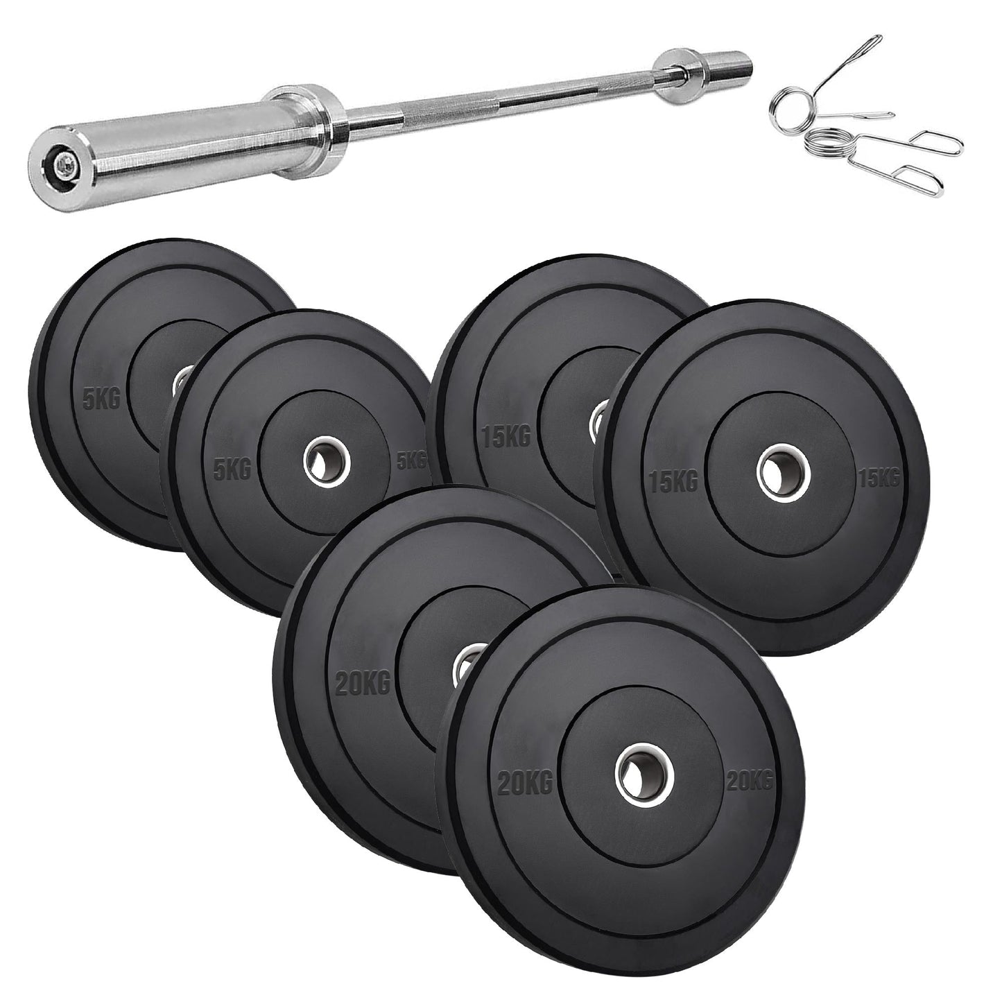 Olympic Heavy‑Duty Rubber Bumper Plates – Durable Black Rubber Finish – Olympic Plate Set for Strength Training & Weightlifting – Ideal Home Gym Setup