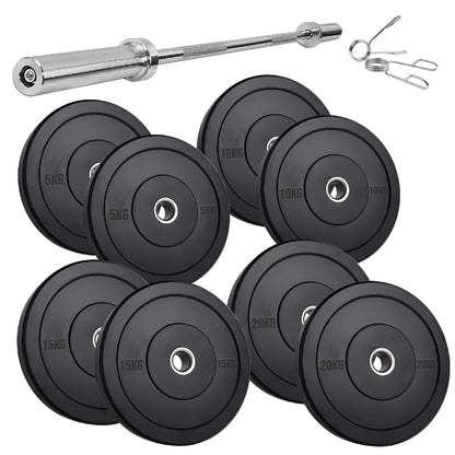 Olympic Heavy‑Duty Rubber Bumper Plates – Durable Black Rubber Finish – Olympic Plate Set for Strength Training & Weightlifting – Ideal Home Gym Setup