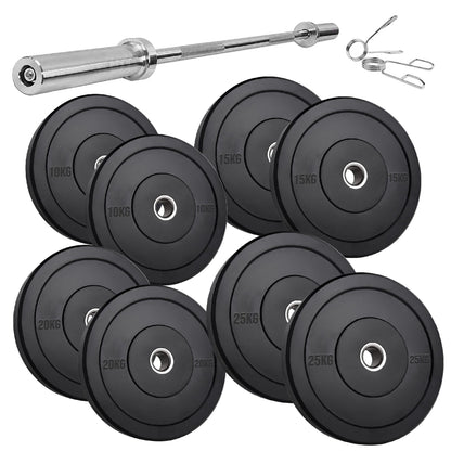 Olympic Heavy‑Duty Rubber Bumper Plates – Durable Black Rubber Finish – Olympic Plate Set for Strength Training & Weightlifting – Ideal Home Gym Setup