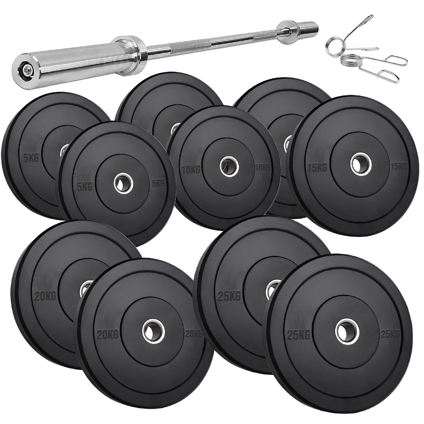 Olympic Heavy‑Duty Rubber Bumper Plates – Durable Black Rubber Finish – Olympic Plate Set for Strength Training & Weightlifting – Ideal Home Gym Setup