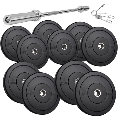 Olympic Heavy‑Duty Rubber Bumper Plates – Durable Black Rubber Finish – Olympic Plate Set for Strength Training & Weightlifting – Ideal Home Gym Setup