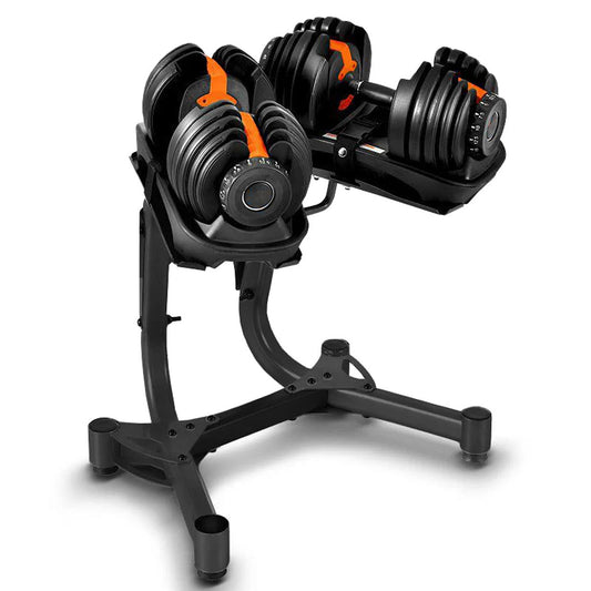 Dial‑Weight Dumbbells & Belt with Adjustable Dumbbell Stand – Space‑Saving Home Gym Rack for Strength Training in Personal Fitness Studio