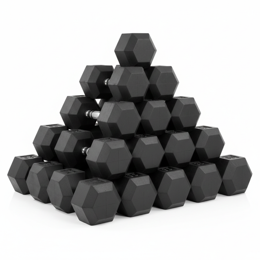 Hex Dumbbells Set 2.5kg–60kg Rubber-Encased Cast Iron Weights with Anti-Roll Hex Design