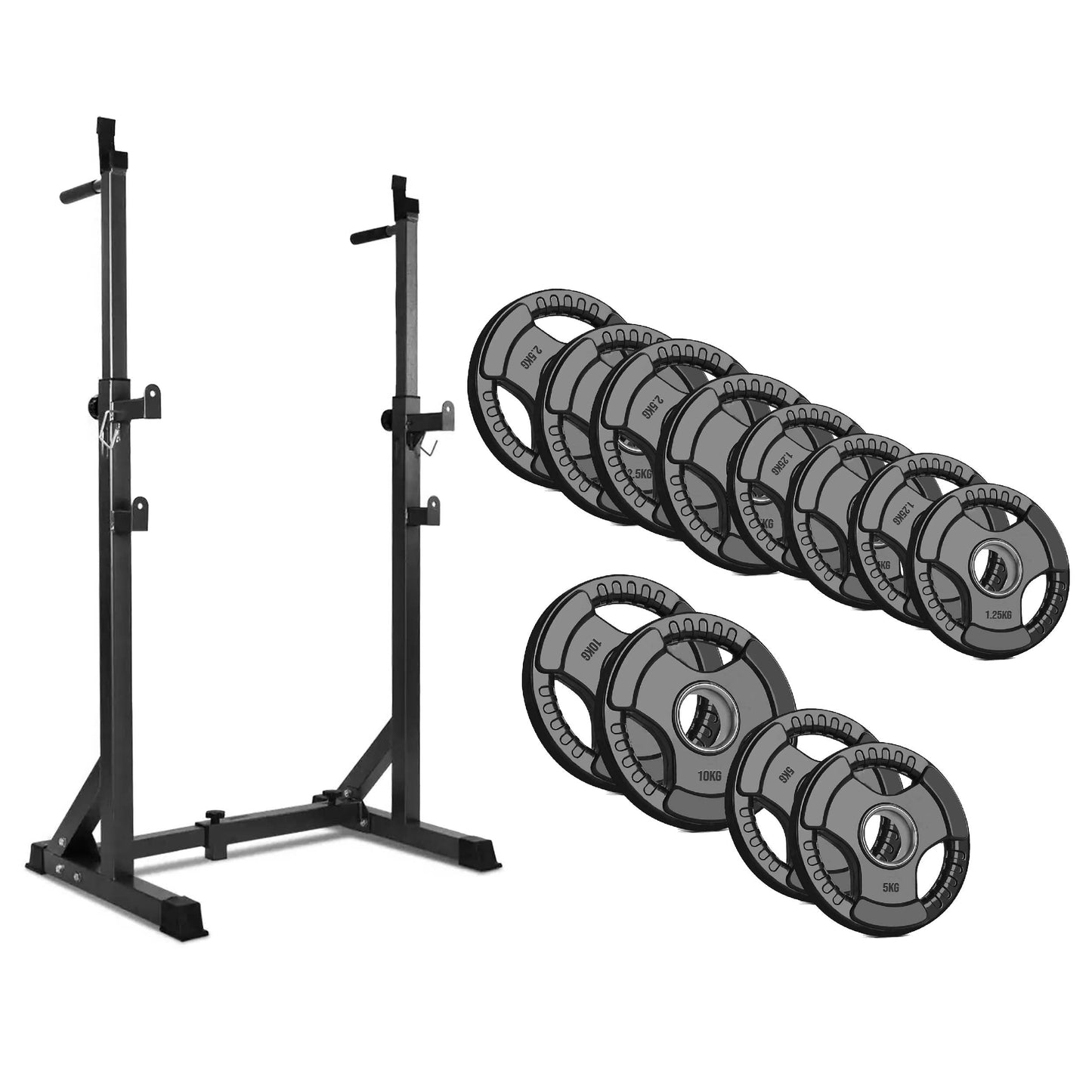 Heavy‑Duty Half Squat Rack – Adjustable Height & Width with Dip Station & Spotter Arms, 200 kg Load for Home Gym Strength Training