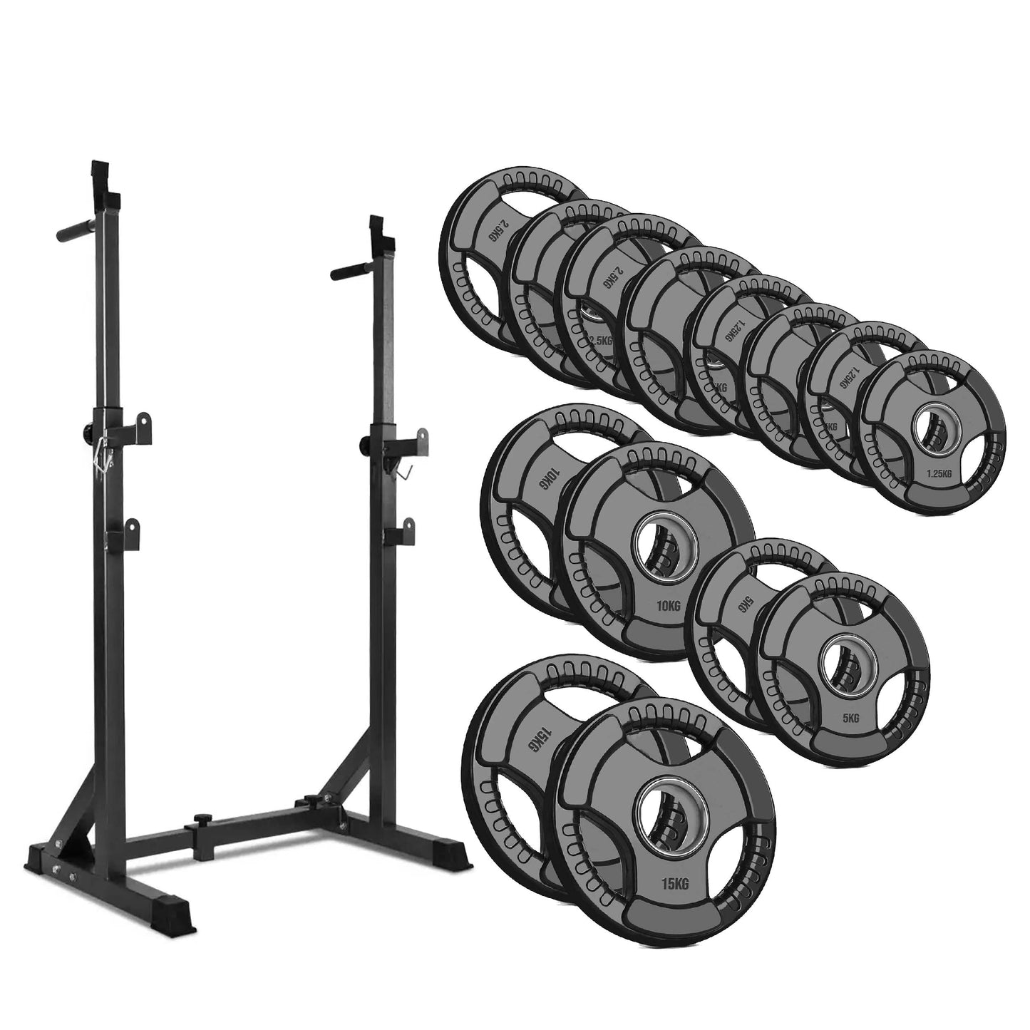 Heavy‑Duty Half Squat Rack – Adjustable Height & Width with Dip Station & Spotter Arms, 200 kg Load for Home Gym Strength Training