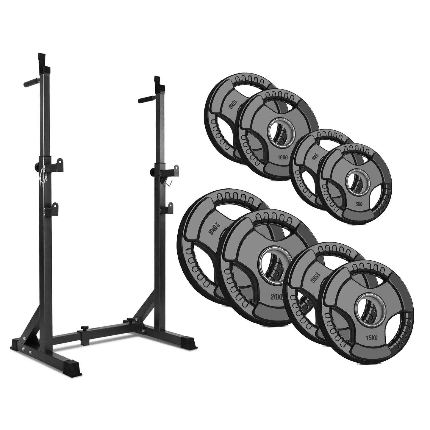 Heavy‑Duty Half Squat Rack – Adjustable Height & Width with Dip Station & Spotter Arms, 200 kg Load for Home Gym Strength Training