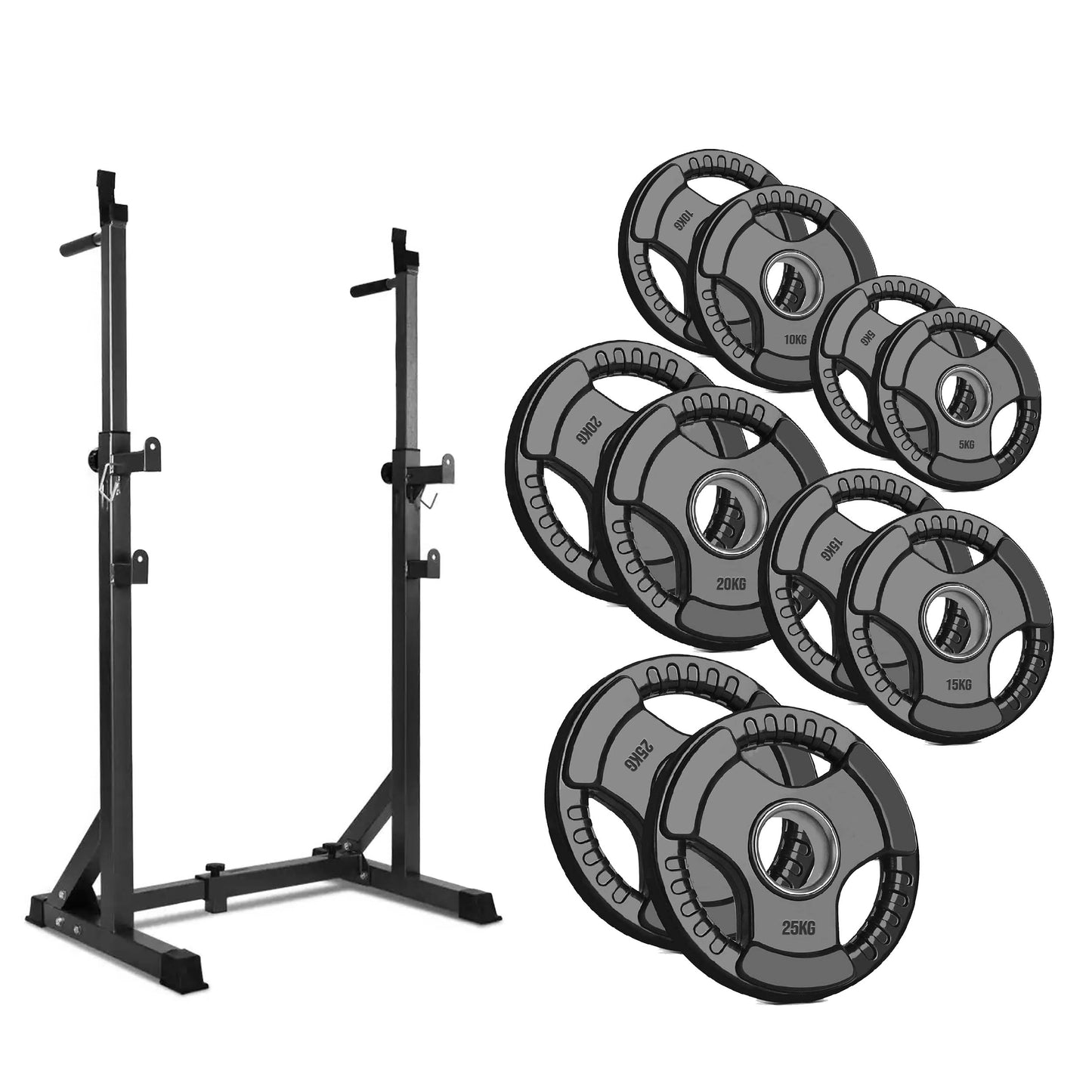 Heavy‑Duty Half Squat Rack – Adjustable Height & Width with Dip Station & Spotter Arms, 200 kg Load for Home Gym Strength Training