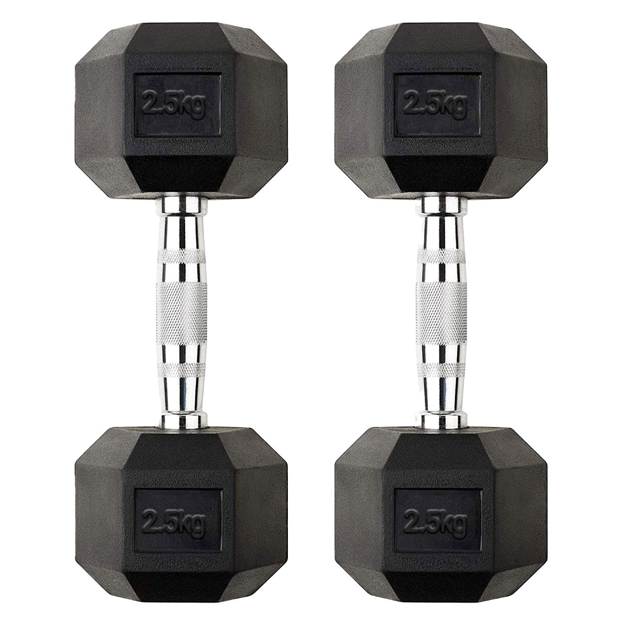 Hex Dumbbells Pairs & Sets (2.5kg–60kg) – Rubber-Coated, Anti-Roll, Steel Knurled Grip – Strength Training Weights for Home Gym or Studio