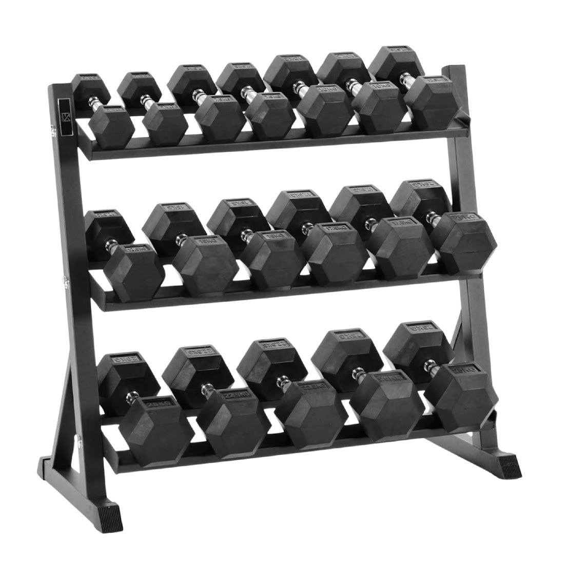 Complete Hex Dumbbell Set 2.5kg–30kg | Rubber-Coated Anti-Roll Weights with Optional 3-Tier Rack | Strength Training for Home & Gyms