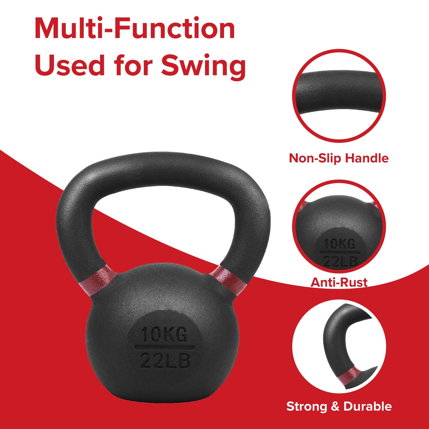 Cast Iron Kettlebell – Durable Cast Iron Finish, Ergonomic Grip, Versatile Strength Training for Home Gym