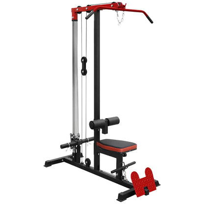 Gym equipment with red and black design on a white background