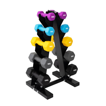 Neoprene Dumbbell Tree Rack Stand – 3/5 Tier Compact Dumbbell Holder | Vertical Steel Weight Rack with Rubber Feet | Neoprene Dumbbell Organizer for Home Gym Use