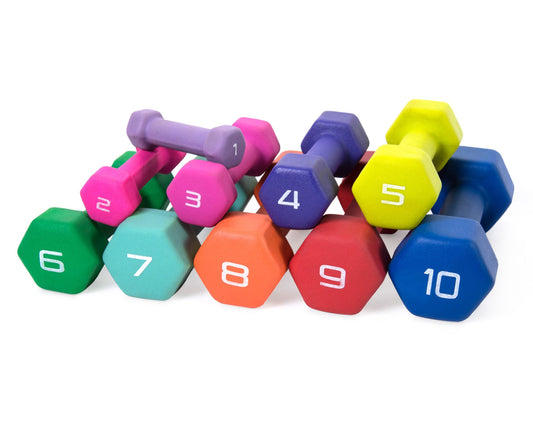 Anti-Roll Non-Slip Neoprene Dumbbell Weights | Hex Neoprene Dumbbells Set | Available in Singles, Pairs & Sets | Comfortable Grip for Home & Gym Workouts