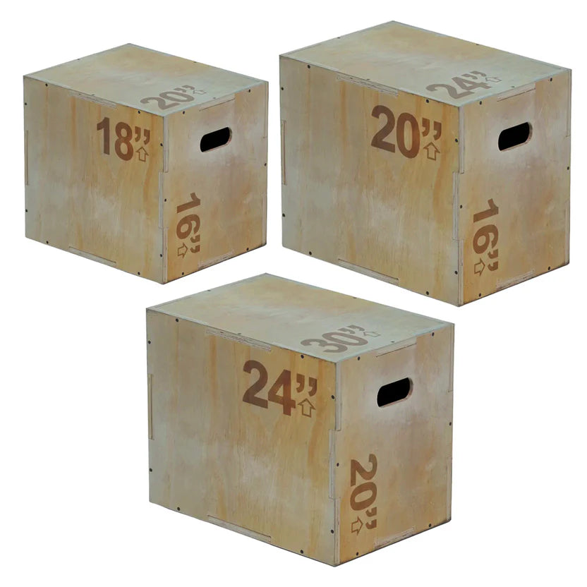 Set of Three Wooden boxes on a white background